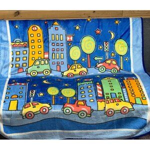 Colorful San Marcos 50x60" Blanket With City & Cars Design